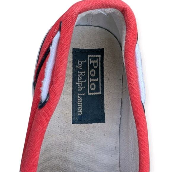 Polo Ralph Lauren Boat Sneakers Size 9.5D Red Lander Canvas - Picture 6 of 8